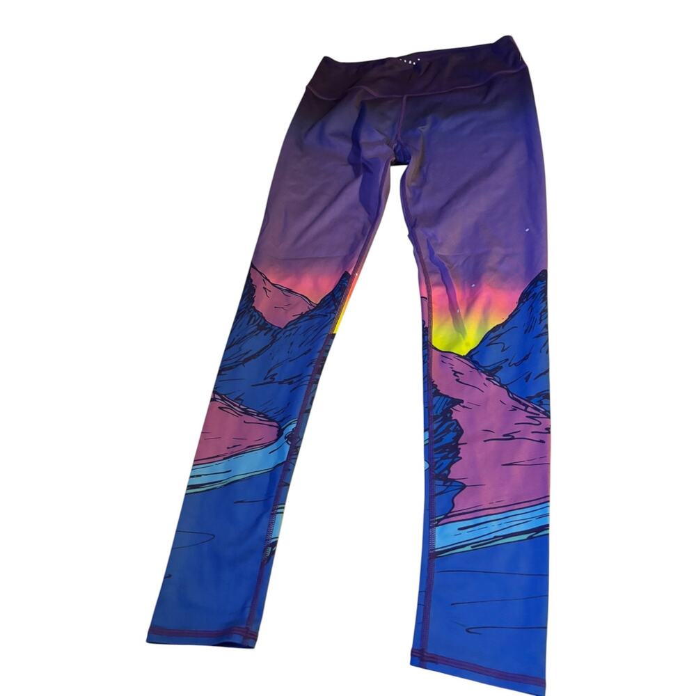 Kulik Clothing Lone Peak Purple Leggings Mountain Landscape Size M